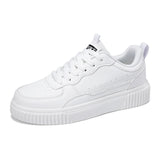 Lace Up Contrast Platform Sneakers - White Black / 36 - Image 10