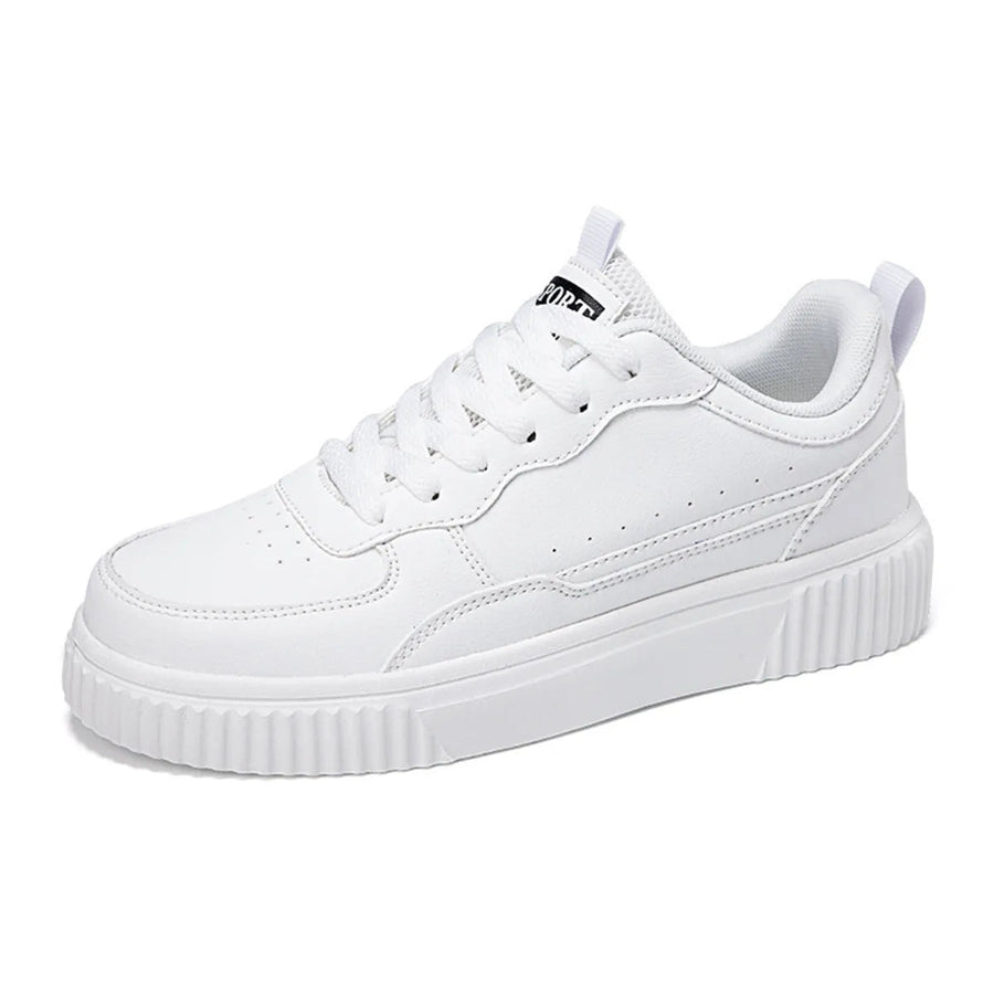 Lace Up Contrast Platform Sneakers - White Black / 36 - Image 7