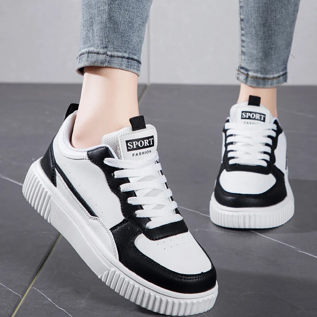 Lace Up Contrast Platform Sneakers-Nordavory