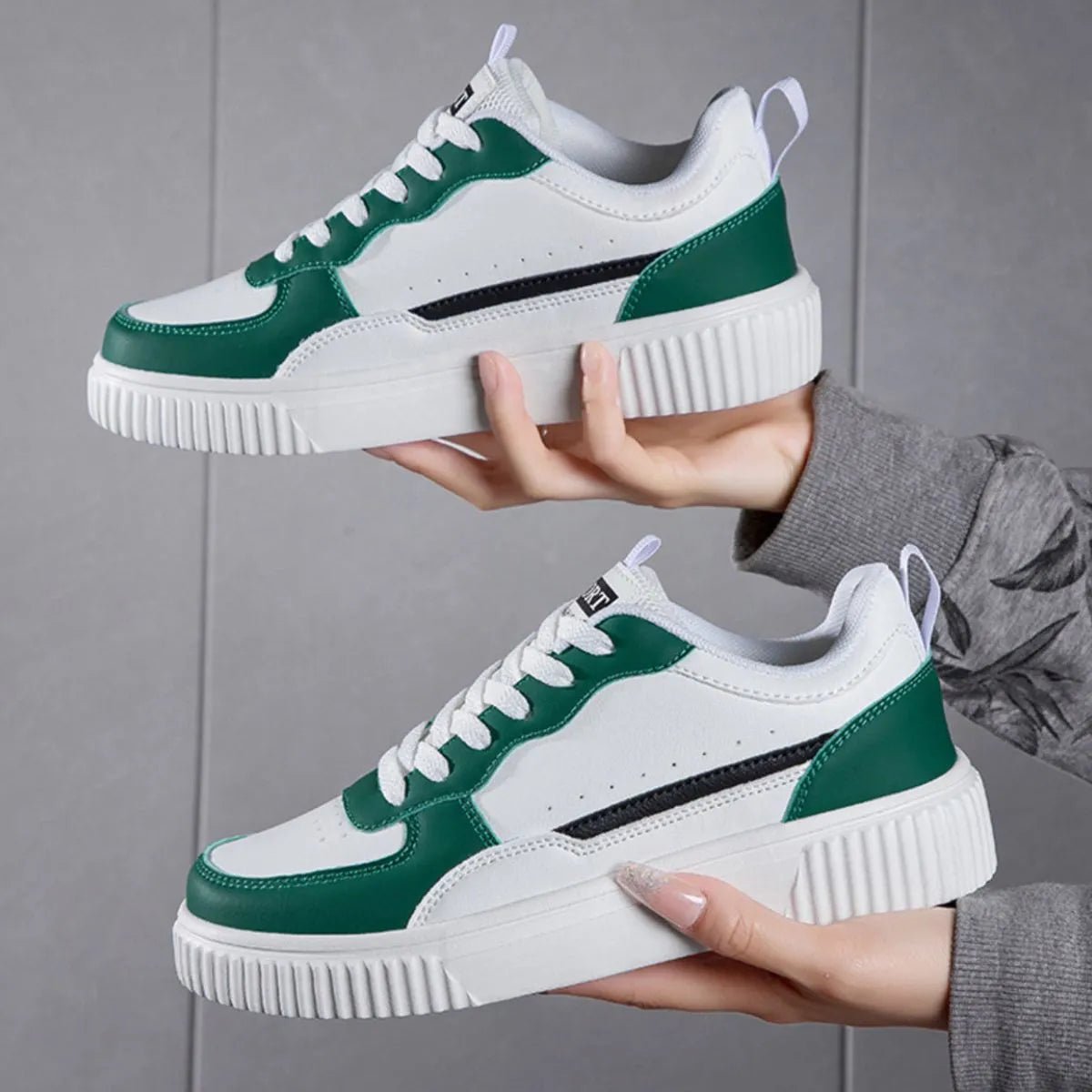 Lace Up Contrast Platform Sneakers-Nordavory