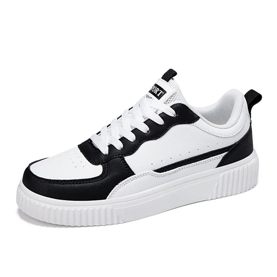 Lace Up Contrast Platform Sneakers - White Black / 36 - Image 4