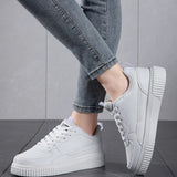 Lace Up Contrast Platform Sneakers - White Black / 36 - Image 10
