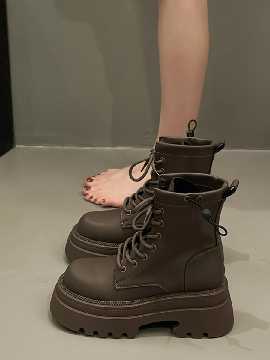 Lace Up Platform Boots-Nordavory