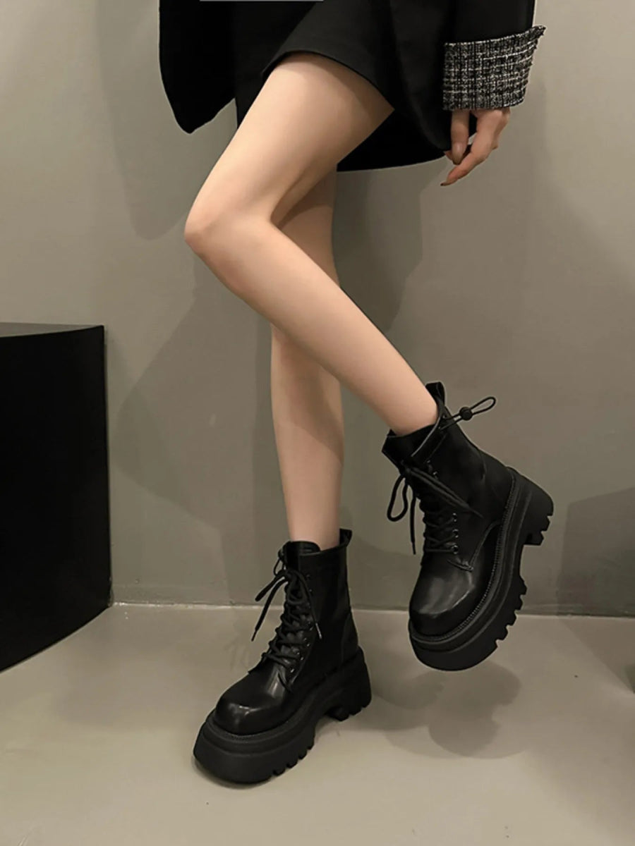 Lace Up Platform Boots-Nordavory
