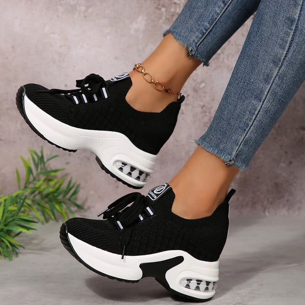 Platform Lace-up Sneakers: Elevate Your Style!-Nordavory