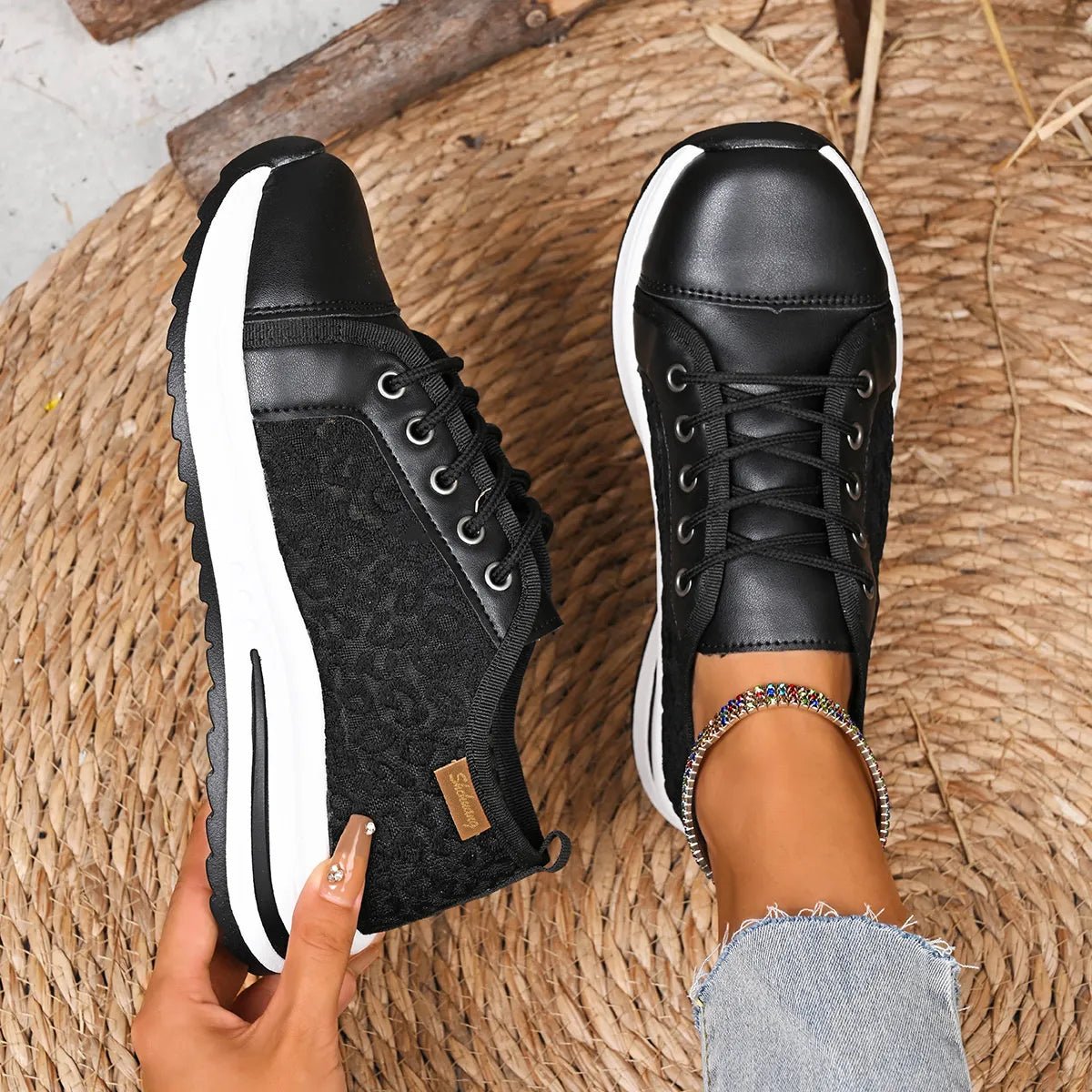 Lace-Up Platform Sneakers-Nordavory