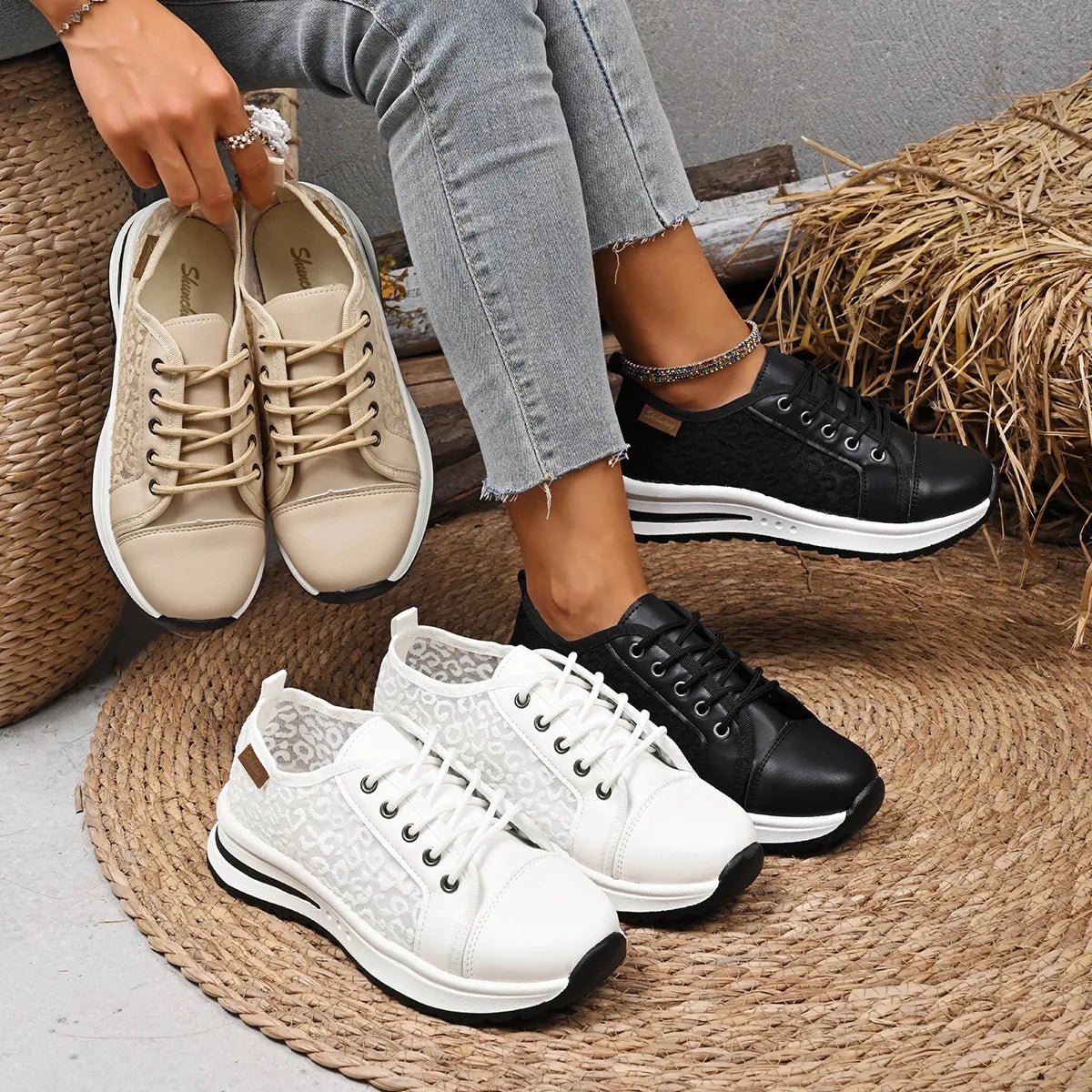Lace-Up Platform Sneakers-Nordavory