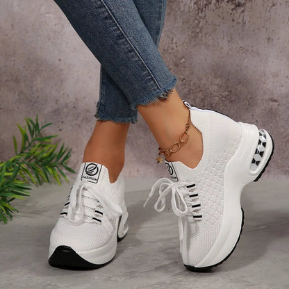 Platform Lace-up Sneakers: Elevate Your Style!-Nordavory