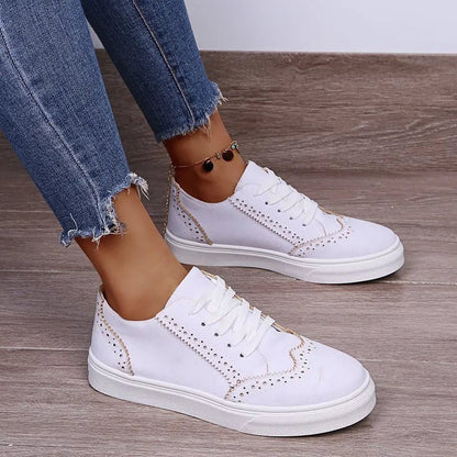 Lace-Up Suedette Flat Sneakers-Nordavory