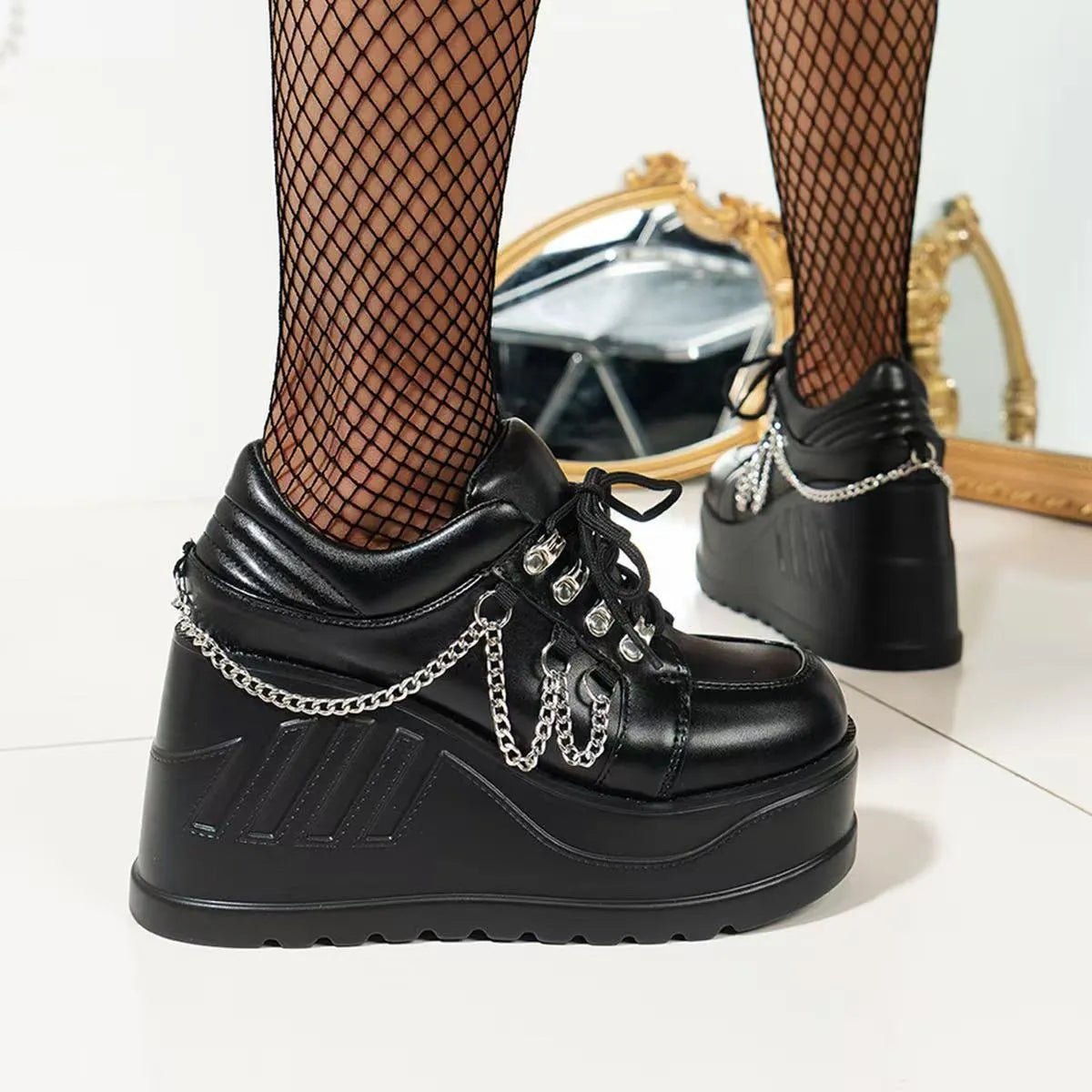 Lace Up Wedge Sneakers-Nordavory