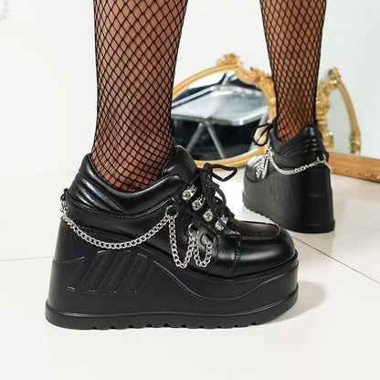 Lace Up Wedge Sneakers-Nordavory