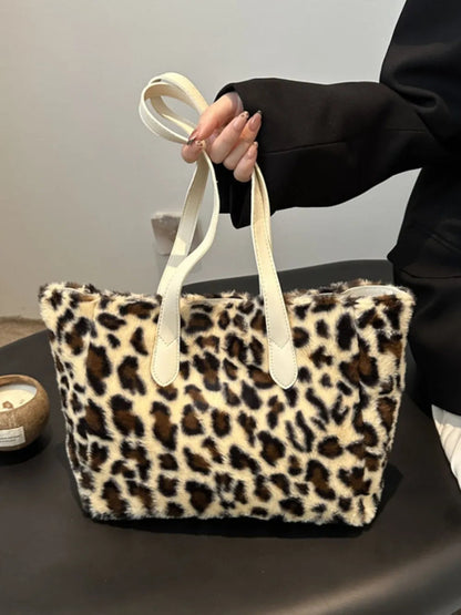 Leopard Fluff Tote Bag-Nordavory