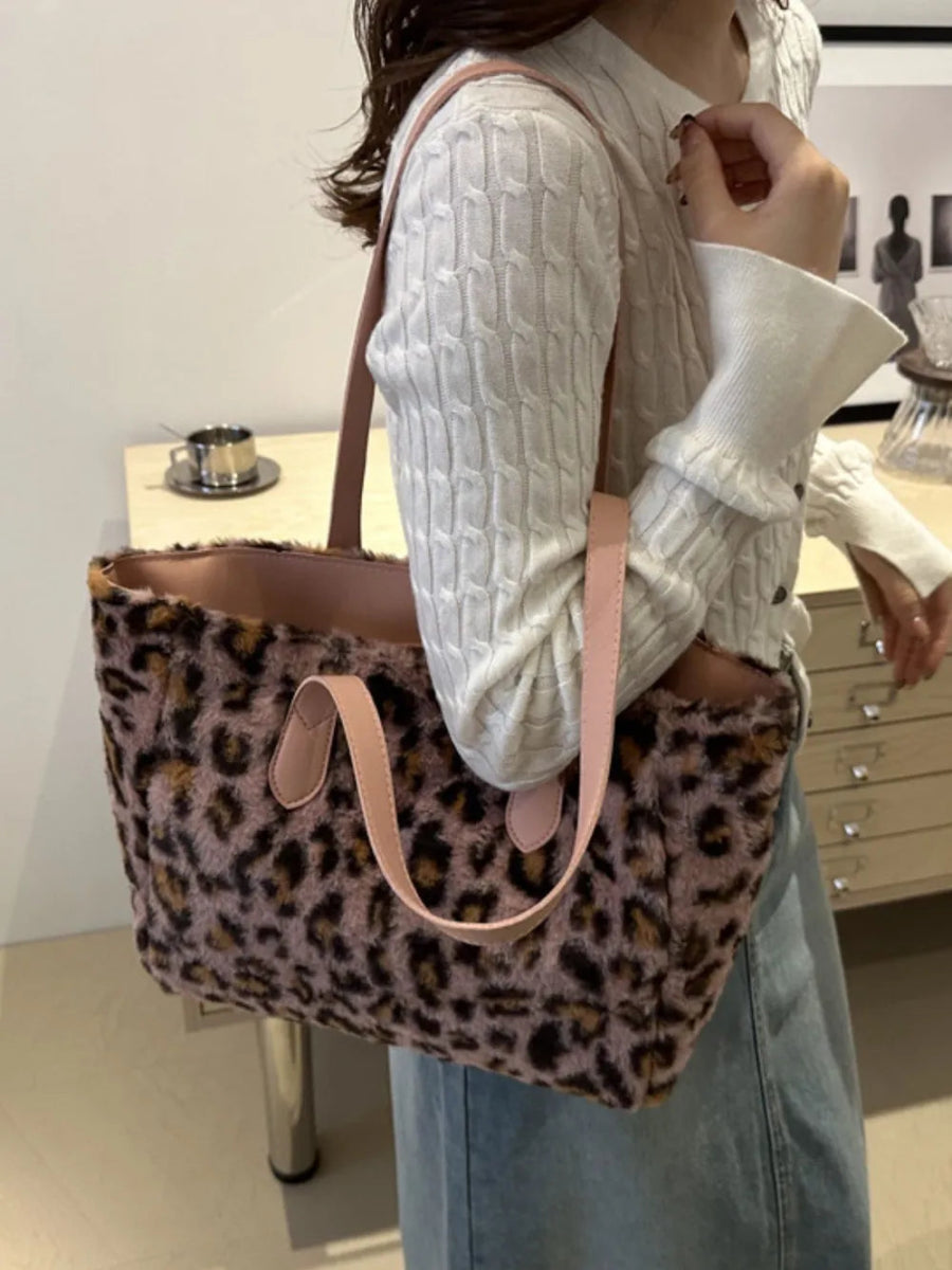 Leopard Fluff Tote Bag-Nordavory
