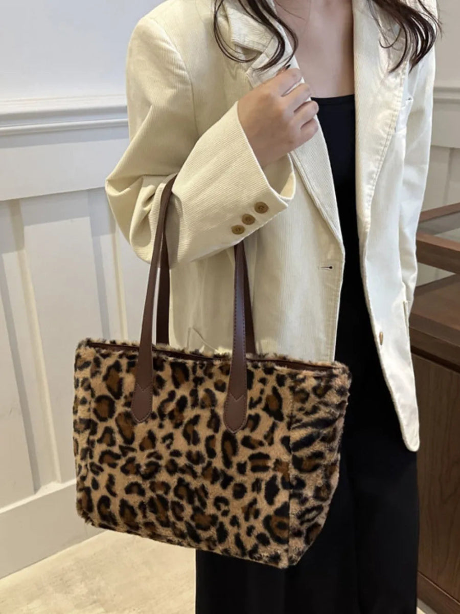 Leopard Fluff Tote Bag-Nordavory