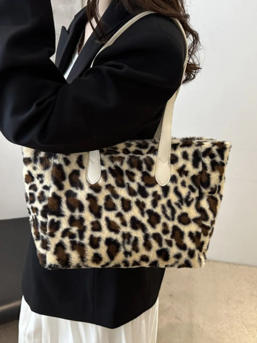 Leopard Fluff Tote Bag-Nordavory