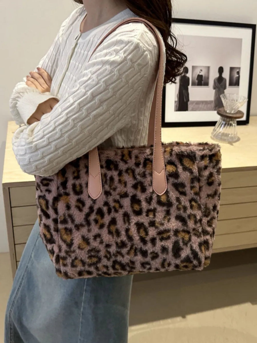 Leopard Fluff Tote Bag-Nordavory