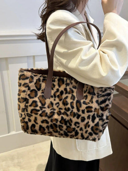 Leopard Fluff Tote Bag-Nordavory
