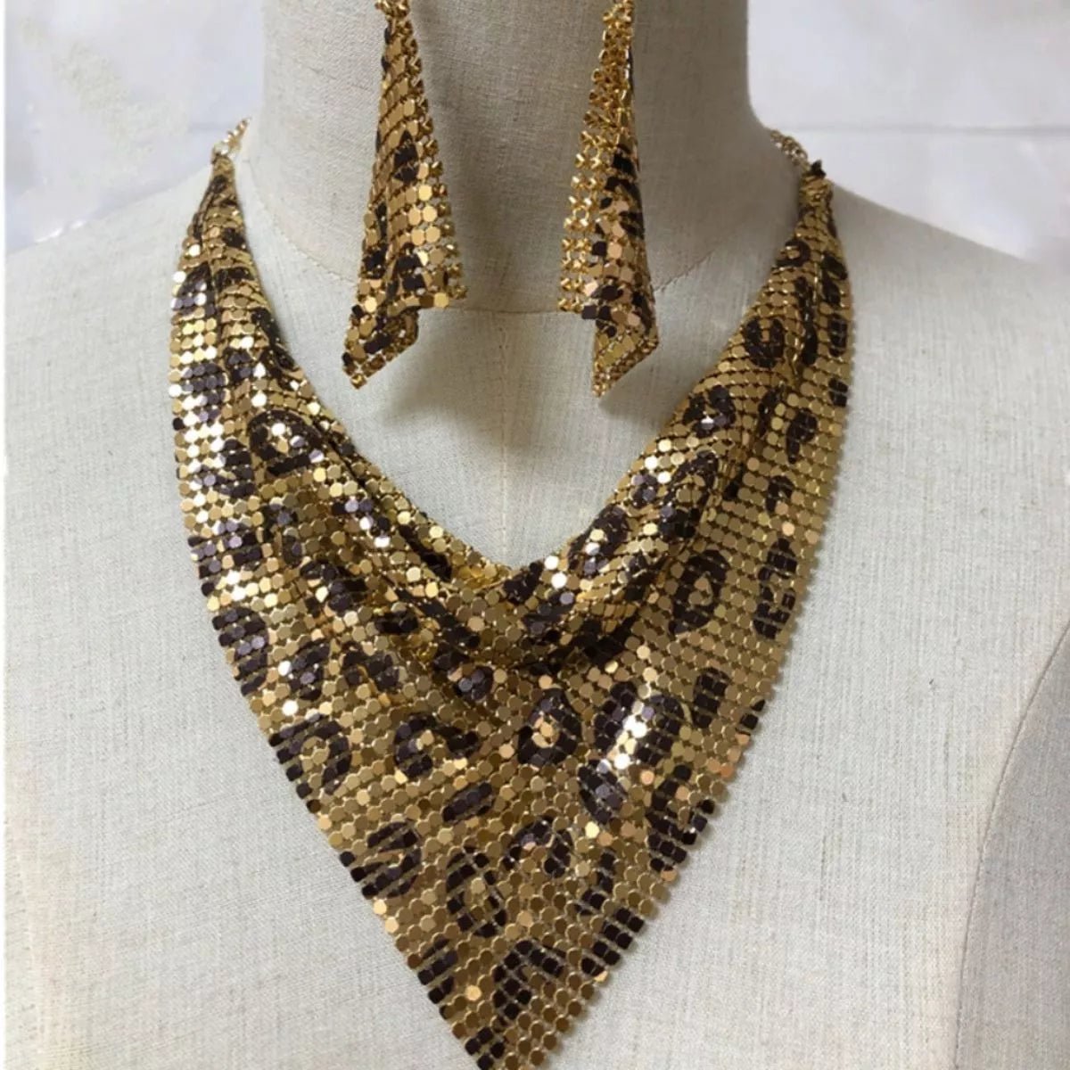 Leopard Necklace and Earrings Jewelry Set-Nordavory