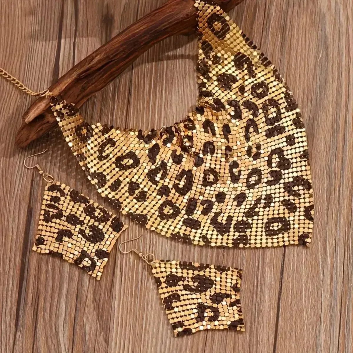 Leopard Necklace and Earrings Jewelry Set-Nordavory