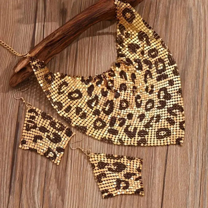 Leopard Necklace and Earrings Jewelry Set-Nordavory