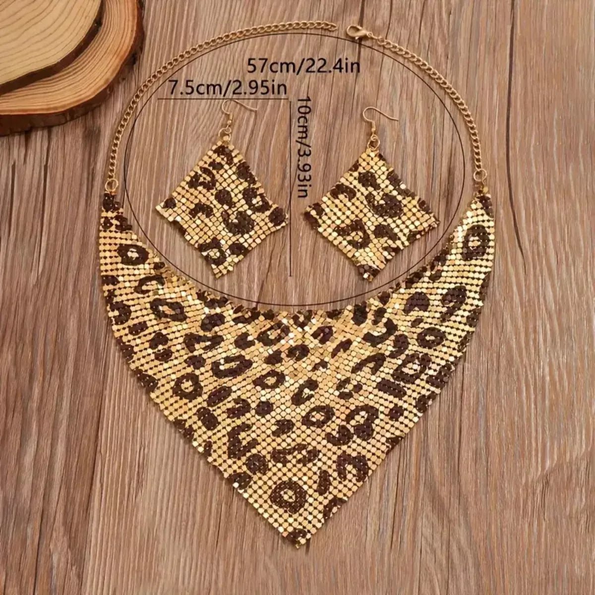 Leopard Necklace and Earrings Jewelry Set-Nordavory