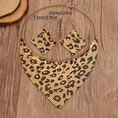 Leopard Necklace and Earrings Jewelry Set-Nordavory