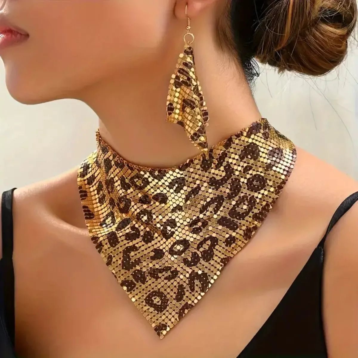 Leopard Necklace and Earrings Jewelry Set-Nordavory