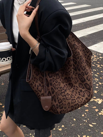 Leopard Print Large Tote Bag-Nordavory