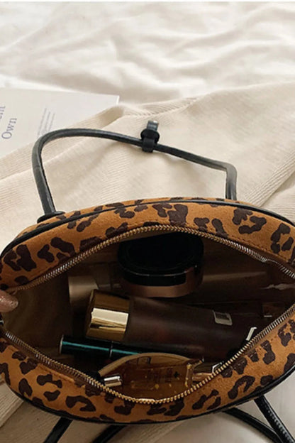 Leopard Suede Medium Shoulder Bag-Nordavory