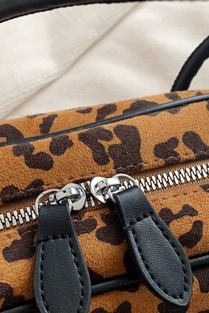 Leopard Suede Medium Shoulder Bag-Nordavory