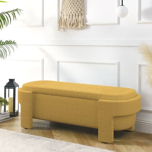 Linen Fabric Upholstered Bench with Large Storage Space for the Living - Nordavory