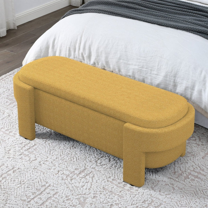 Linen Fabric Upholstered Bench with Large Storage Space for the Living - Nordavory