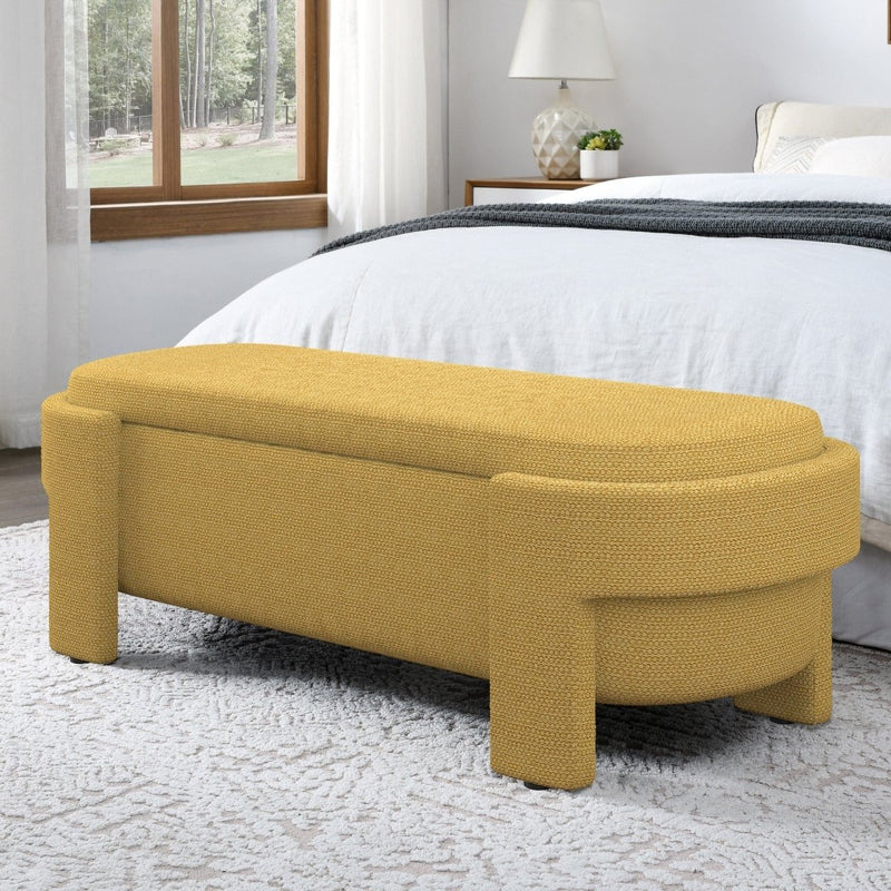 Linen Fabric Upholstered Bench with Large Storage Space for the Living - Nordavory