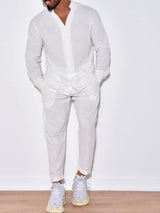 Men's Button Up Long Sleeve Top and Pants Set - Nordavory