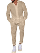 Men's Button Up Long Sleeve Top and Pants Set - Nordavory
