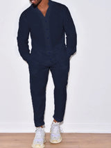 Men's Button Up Long Sleeve Top and Pants Set - Nordavory