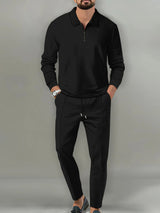 Men's Full Size Long Sleeve Top and Pants Set Plus Size - Nordavory
