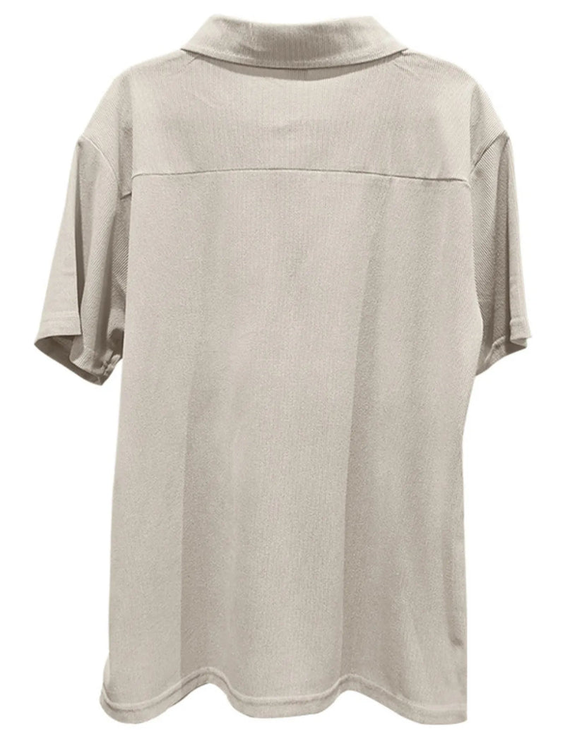 Men's Full Size Quarter Zip Short Sleeve Polo and Pants Set Plus Size - Nordavory