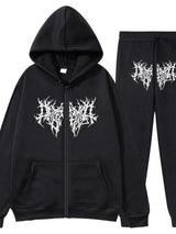 Men's Full Size Zip Up Long Sleeve Hoodie and Pants Set Plus Size - Nordavory