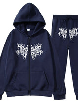 Men's Full Size Zip Up Long Sleeve Hoodie and Pants Set Plus Size - Nordavory