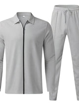 Men's Full Size Zip Up Top and Pants Set Plus Size - Nordavory