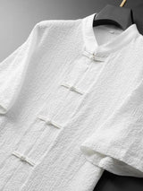 Men's Plus Size Button Up Short Sleeve Top and Pants Set - Nordavory