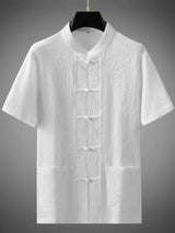 Men's Plus Size Button Up Short Sleeve Top and Pants Set - Nordavory