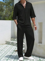 Men's Plus Size Half Sleeve Top and Pants Set - Nordavory