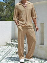 Men's Plus Size Half Sleeve Top and Pants Set - Nordavory
