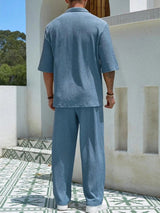 Men's Plus Size Half Sleeve Top and Pants Set - Nordavory