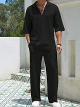 Men's Plus Size Half Sleeve Top and Pants Set - Nordavory