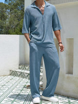 Men's Plus Size Half Sleeve Top and Pants Set - Nordavory