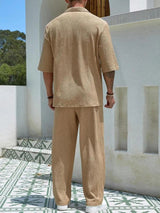 Men's Plus Size Half Sleeve Top and Pants Set - Nordavory