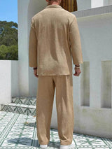 Men's Plus Size Long Sleeve Top and Pants Set - Nordavory